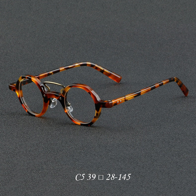 CCspace Unisex Full Rim Round Double Bridge Acetate Eyeglasses 55726 Full Rim CCspace Leopard China