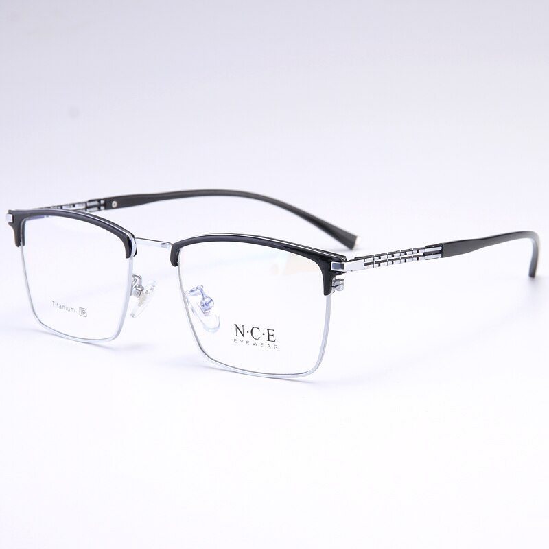 Bclear Men's Full Rim Square Titanium Frame Eyeglasses My8622 Full Rim Bclear black silver  