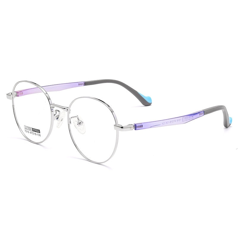 Yimaruili Children's Unisex Full Rim Round Ultem Titanium Alloy Eyeglasses 7519S Full Rim Yimaruili Eyeglasses