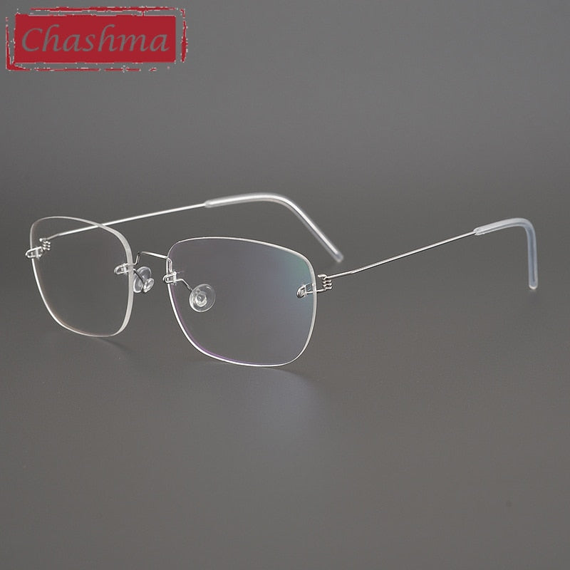 Chashma Ottica Unisex Rimless Square Titanium Alloy Screwless Frame Eyeglasses 100 Rimless Chashma Ottica
