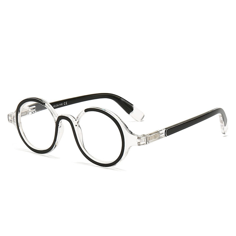 CCspace Women's Full Rim Round Acetate Hyperopic Reading Glasses 55299 Reading Glasses CCspace +100 Black