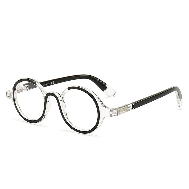 CCspace Women's Full Rim Round Acetate Hyperopic Reading Glasses 55299 Reading Glasses CCspace +100 Black