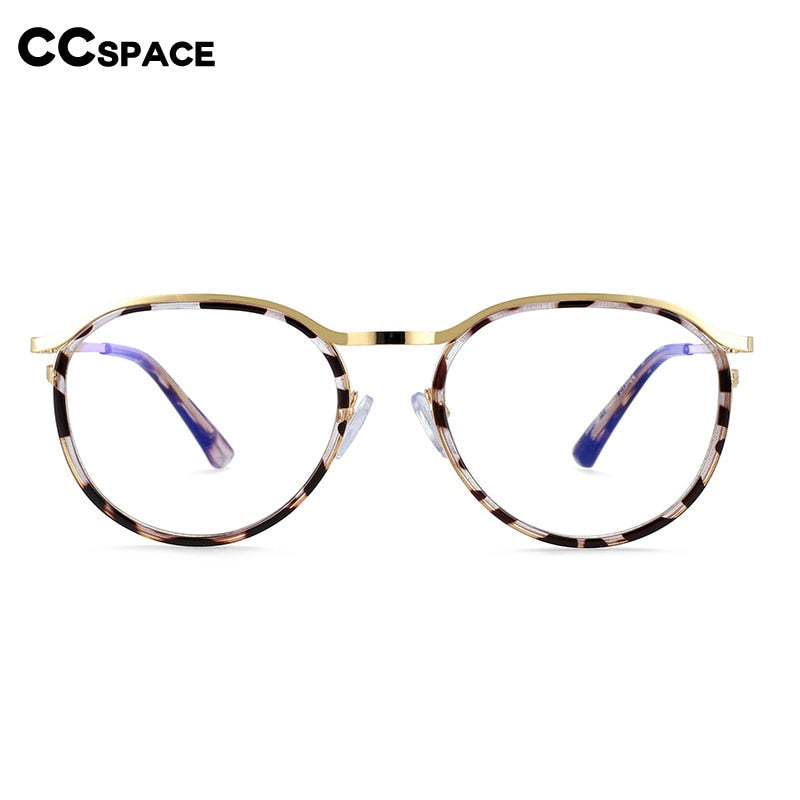 CCspace Unisex Full Rim Round Tr 90 Alloy Frame Eyeglasses 54241 Full Rim CCspace