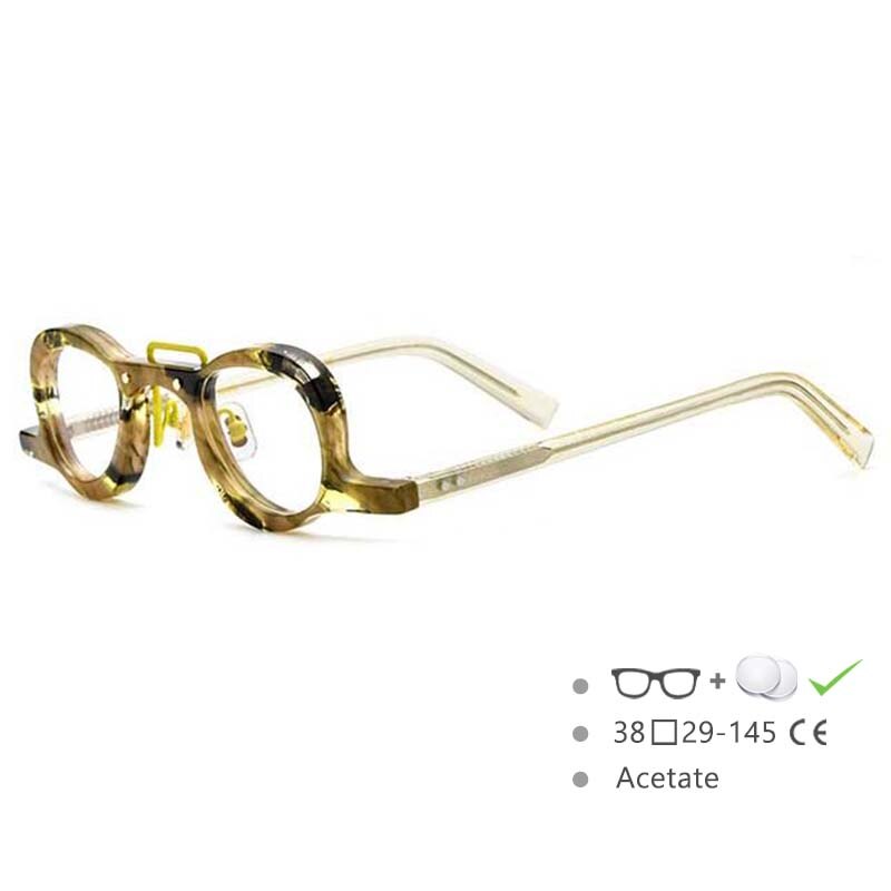 CCspace Unisex Full Rim Small Round Double Bridge Acetate Eyeglasses 54565 Full Rim CCspace Flower China