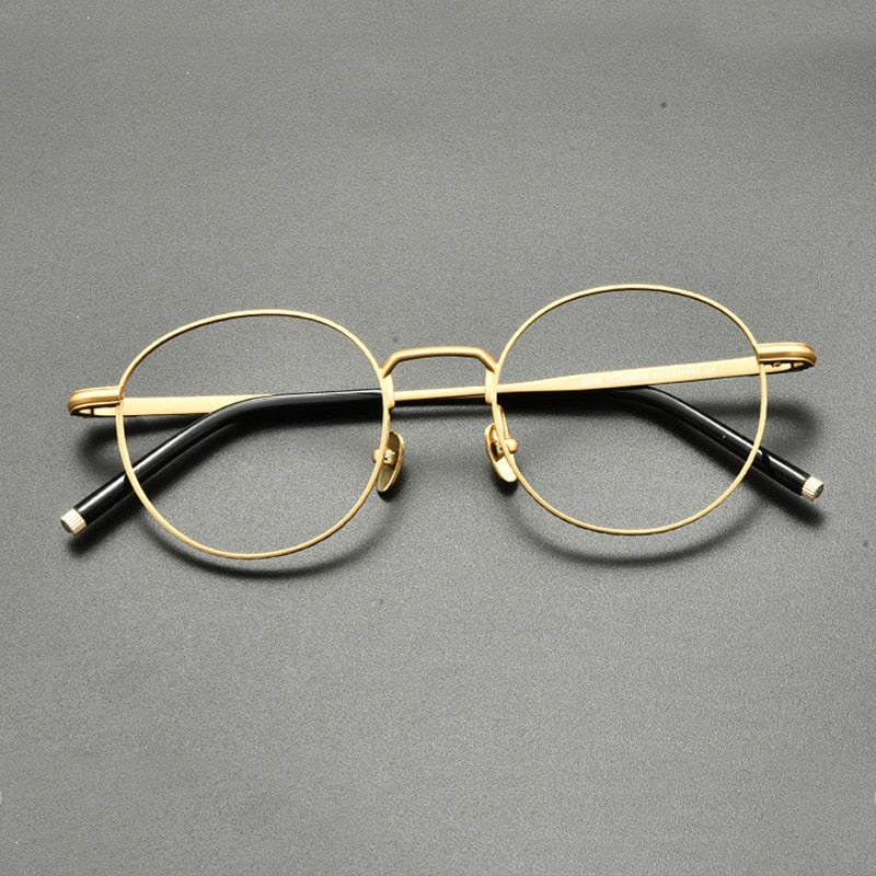 Gatenac Unisex Full Rim Small Round Titanium Eyeglasses Gxyj849 Full Rim Gatenac Gold