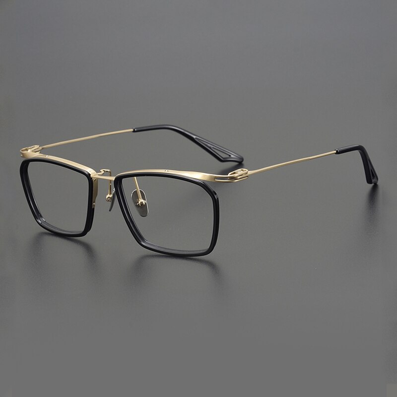 Gatenac Unisex Full Rim Square Acetate Alloy Eyeglasses Gxyj902 Full Rim Gatenac Gold