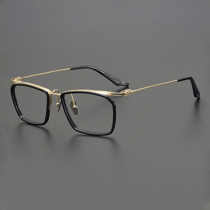 Gatenac Unisex Full Rim Square Acetate Alloy Eyeglasses Gxyj902 Full Rim Gatenac Gold
