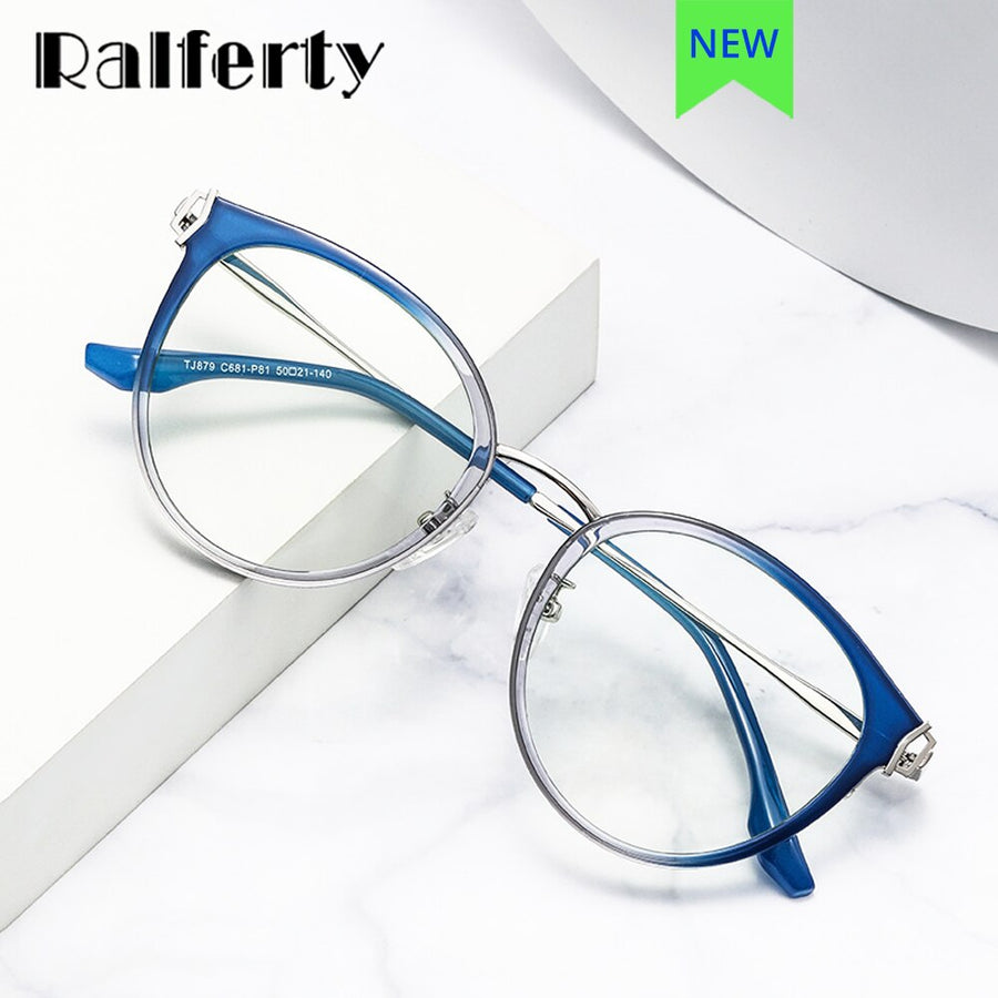 Ralferty Women's Full Rim Round Square Tr 90 Acetate Eyeglasses D879 Full Rim Ralferty   