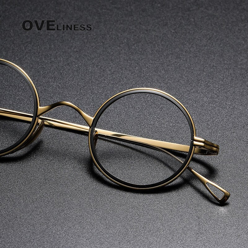 Oveliness Unisex Full Rim Round Acetate Titanium Eyeglasses 123 Full Rim Oveliness