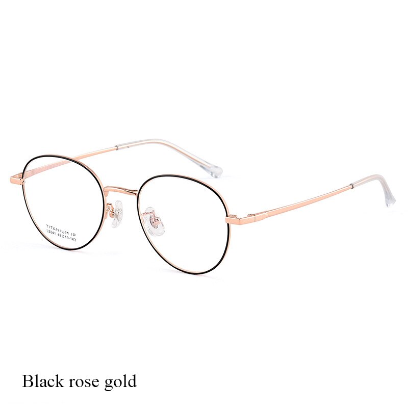 Bclear Unisex Full Rim Round Titanium Eyeglasses Lb5341 Full Rim Bclear Black rose gold  