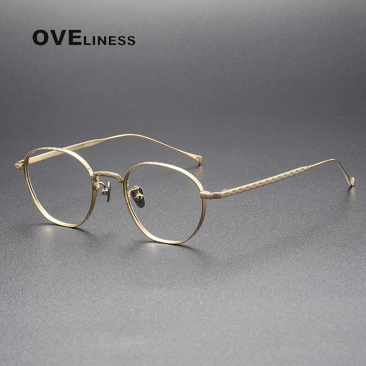 Oveliness Unisex Full Rim Round Titanium Eyeglasses 163 Full Rim Oveliness gold