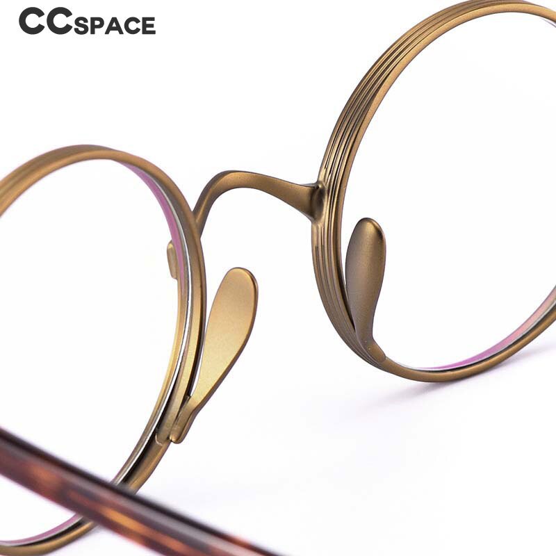 CCspace Unisex Full Rim Round Titanium Acetate Alloy Frame Eyeglasses 54604 Full Rim CCspace