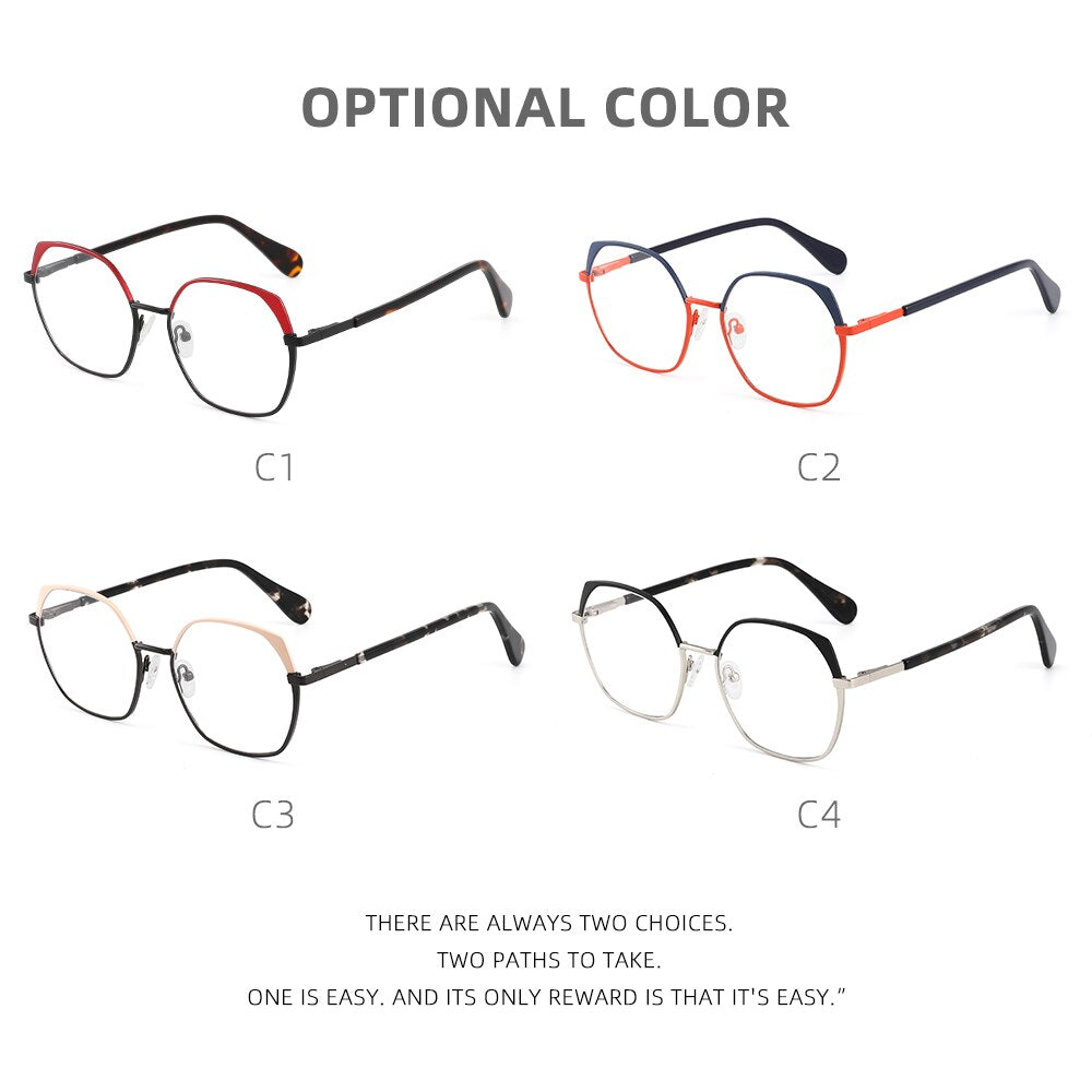 Laoyehui Women's Full Rim Polygon Cat Eye Alloy Reading Glasses Anti-Blue Light Gl9210 Reading Glasses Laoyehui