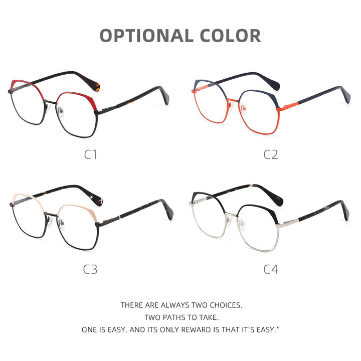 Laoyehui Women's Full Rim Polygon Cat Eye Alloy Reading Glasses Anti-Blue Light Gl9210 Reading Glasses Laoyehui