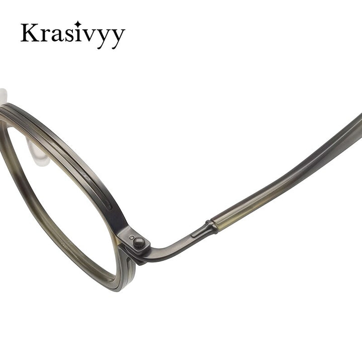 Krasivyy Men's Full Rim Square Titanium Acetate Eyeglasses Rlt5863 Full Rim Krasivyy