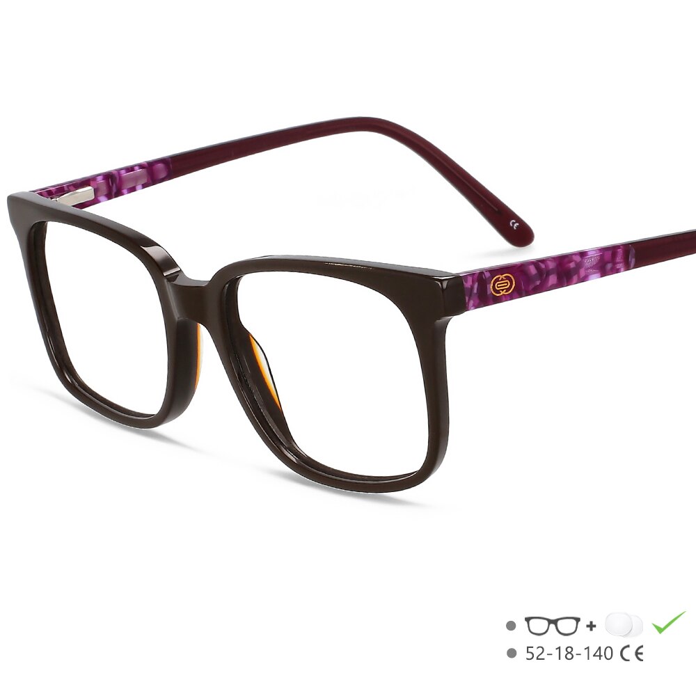 CCspace Unisex Full Rim Square Acetate Eyeglasses 55557 Full Rim CCspace Purple China