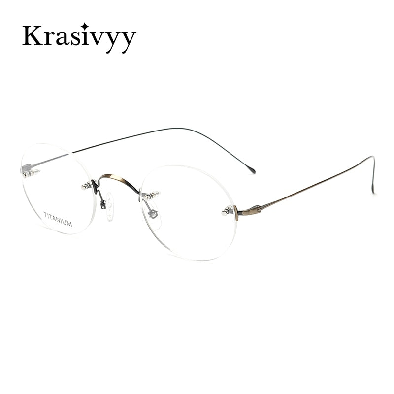 Krasivyy Unisex Rimless Round Titanium Eyeglasses Kr16035 Rimless Krasivyy