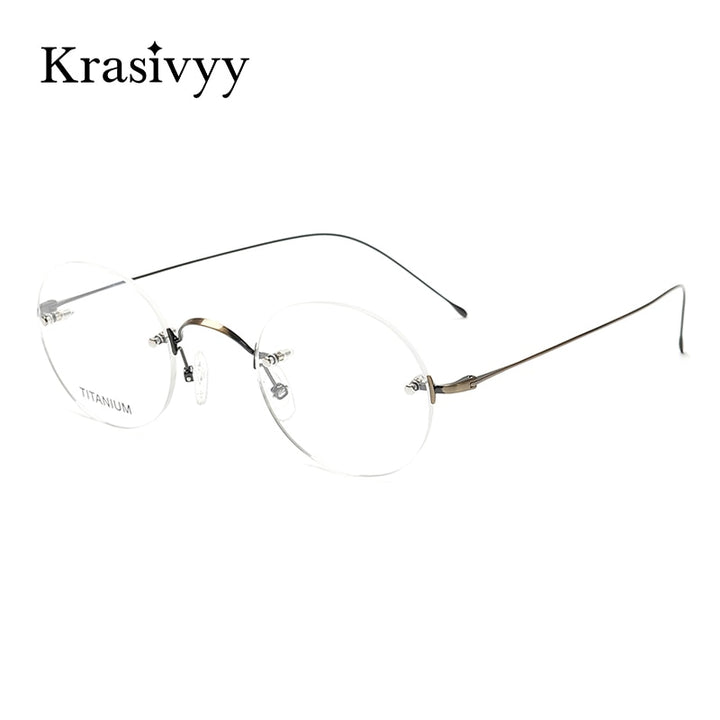 Krasivyy Unisex Rimless Round Titanium Eyeglasses Kr16035 Rimless Krasivyy   