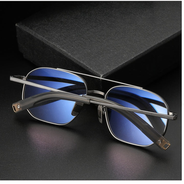 Muzz Unisex Full Rim Square Double Bridge Titanium Frame Eyeglasses 07518 Full Rim Muzz