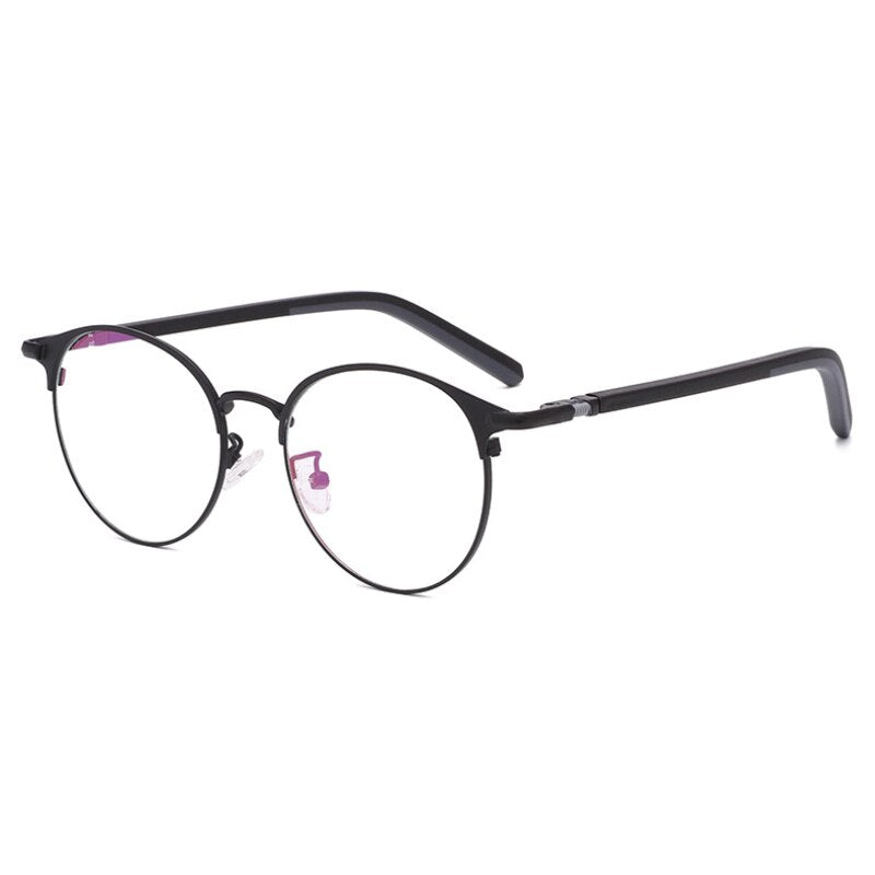 Handoer Unisex Full Rim Round Tr 90 Alloy Eyeglasses 6628 Full Rim Handoer GRAY