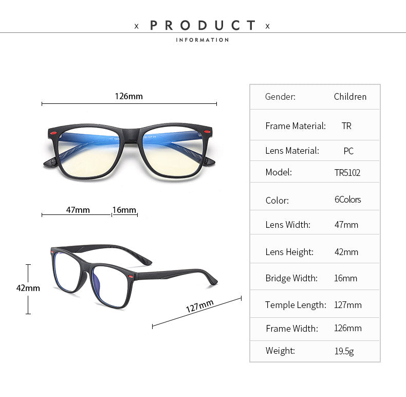 Zirosat Children's Unisex Full Rim Square Tr 90 Eyeglasses 5102 Full Rim Zirosat