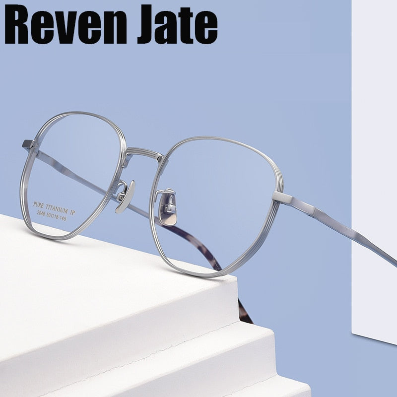 Reven Jate Women's Full Rim Polygon Square Titanium Eyeglasses 2048t Full Rim Reven Jate   