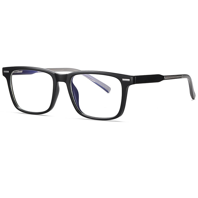 CCspace Unisex Full Rim Square Tr 90 Titanium Eyeglasses 55256 Full Rim CCspace BrightBlack CHINA