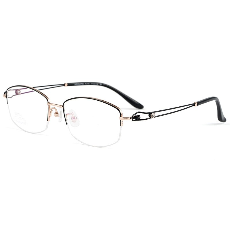 Hotony Women's Semi Rim Square Titanium Eyeglasses Bv6003 Semi Rim Hotony C4