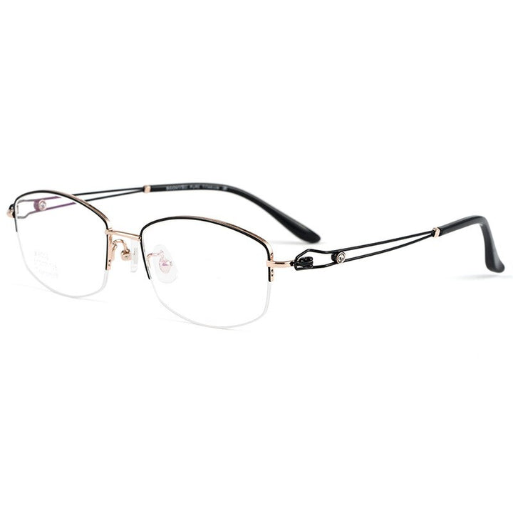 Hotony Women's Semi Rim Square Titanium Eyeglasses Bv6003 Semi Rim Hotony C4
