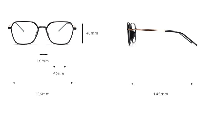 CCspace Unisex Full Rim Polygon Tr 90 Titanium Eyeglasses 54546 Full Rim CCspace