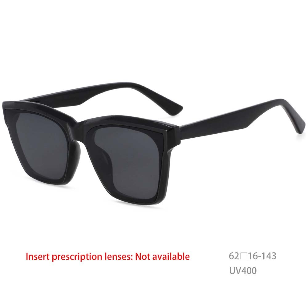 CCspace Women's Full Rim Square Acetate Frame Sunglasses 53257 Sunglasses CCspace Sunglasses Black 53257