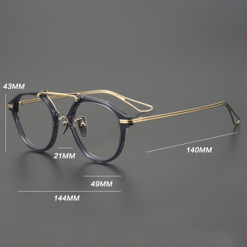 Gatenac Unisex Full Rim Oval Double Bridge Titanium Eyeglasses Gxyj925 Full Rim Gatenac