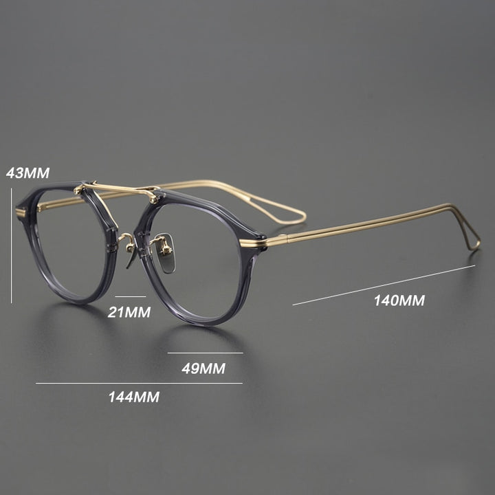 Gatenac Unisex Full Rim Oval Double Bridge Titanium Eyeglasses Gxyj925 Full Rim Gatenac