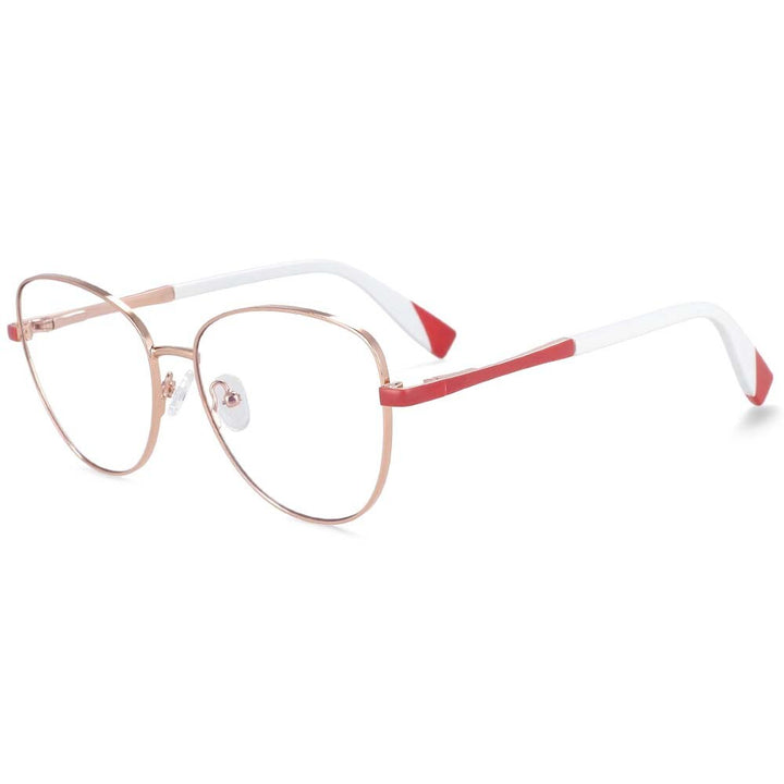 CCspace Unisex Full Rim Square Cat Eye Alloy Frame Eyeglasse 54262 Full Rim CCspace 54262 gold-red