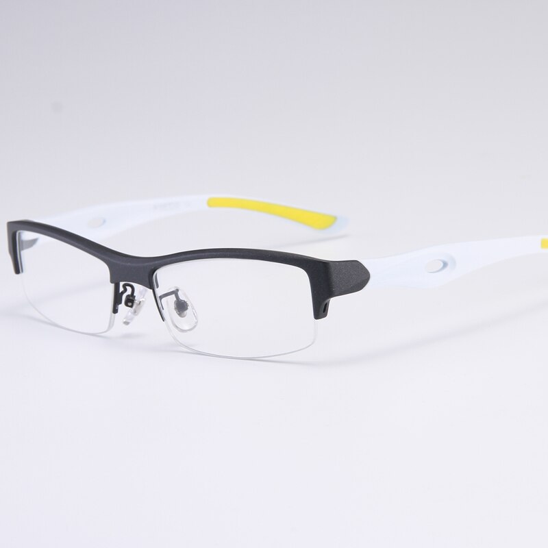 Bclear Men's Semi Rim Rectangle Tr 90 Sport Eyeglasses My1077 Semi Rim Bclear Black white 1