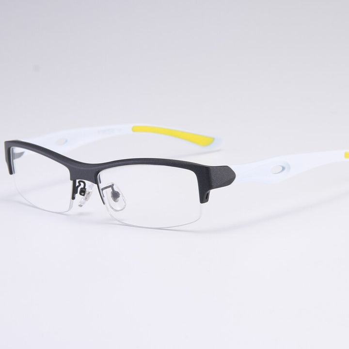Bclear Men's Semi Rim Rectangle Tr 90 Sport Eyeglasses My1077 Semi Rim Bclear Black white 1