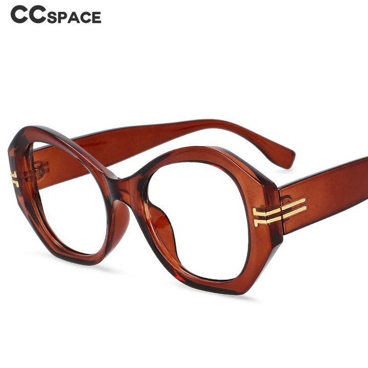 CCspace Unisex Oversized Round Resin Alloy Rivet Frame Eyeglasses 54432 Full Rim CCspace