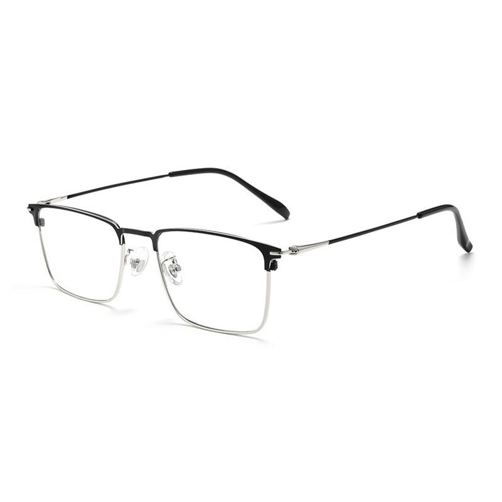 Hotochki Men's Full/Semi Rim SquareTitanium Frame Eyeglasses 0608-0606 Semi Rim Hotochki Full Black Silver
