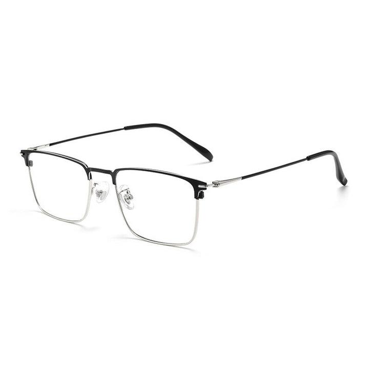 Hotochki Men's Full/Semi Rim SquareTitanium Frame Eyeglasses 0608-0606 Semi Rim Hotochki Full Black Silver  
