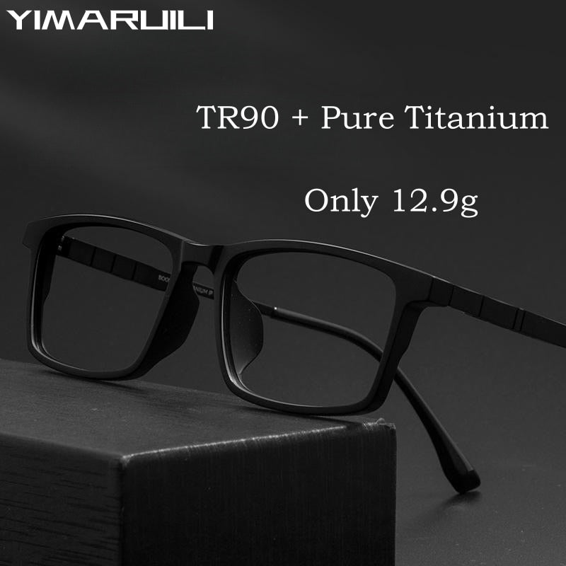 Yimaruili Men's Full Rim Square Tr 90 Titanium Eyeglasses Bv9008y Full Rim Yimaruili Eyeglasses   
