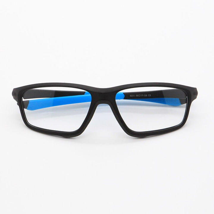 Bclear Unisex Full Rim Irregular Square Tr 90 Titanium Sport Eyeglasses 9231 Full Rim Bclear Black blue