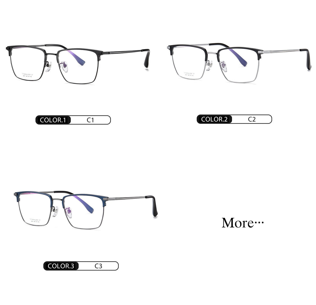 Hotochki Men's Full Rim Square Titanium Frame Eyeglasses Yj2037 Full Rim Hotochki