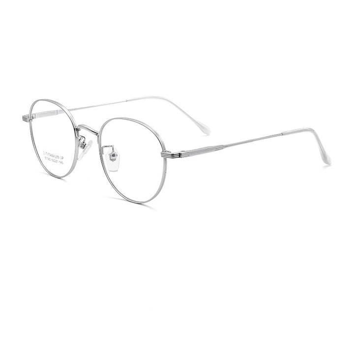 Yimaruili Unisex Full Rim Polygonal Titanium Eyeglasses Bt082t Full Rim Yimaruili Eyeglasses Silver