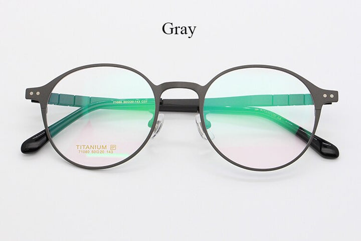Bclear Unisex Full Rim Round Titanium Frame Eyeglasses My7180 Full Rim Bclear Gray
