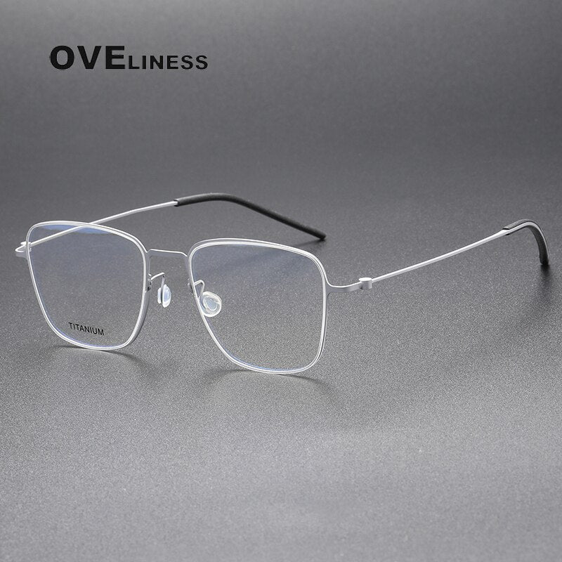 Oveliness Unisex Full Rim Square Titanium Eyeglasses 5506 Full Rim Oveliness silver