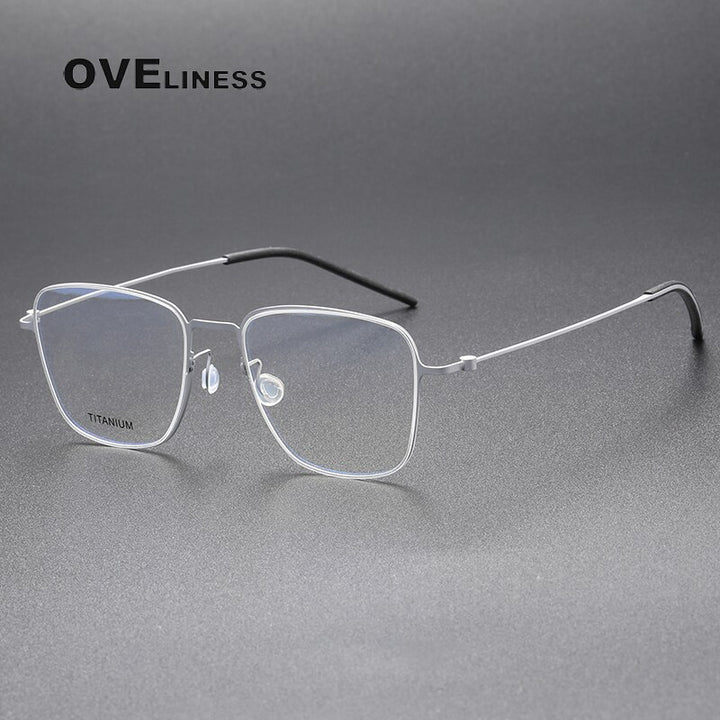 Oveliness Unisex Full Rim Square Titanium Eyeglasses 5506 Full Rim Oveliness silver