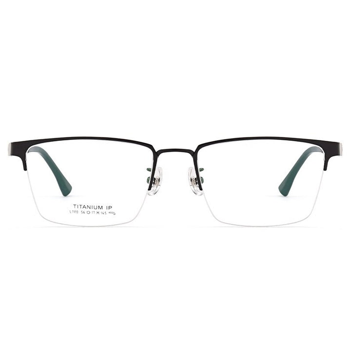 Bclear Unisex Semi Rim Square Titanium Eyeglasses Lb1110 Semi Rim Bclear Black