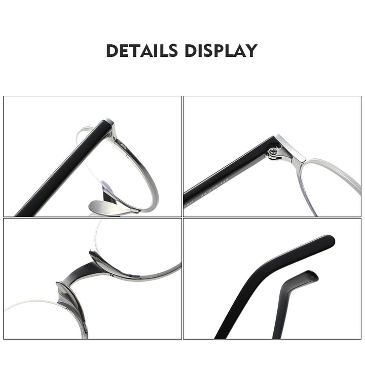 Muzz Men's Semi Rim Acetate Titanium Frame Eyeglasses 80 Semi Rim Muzz