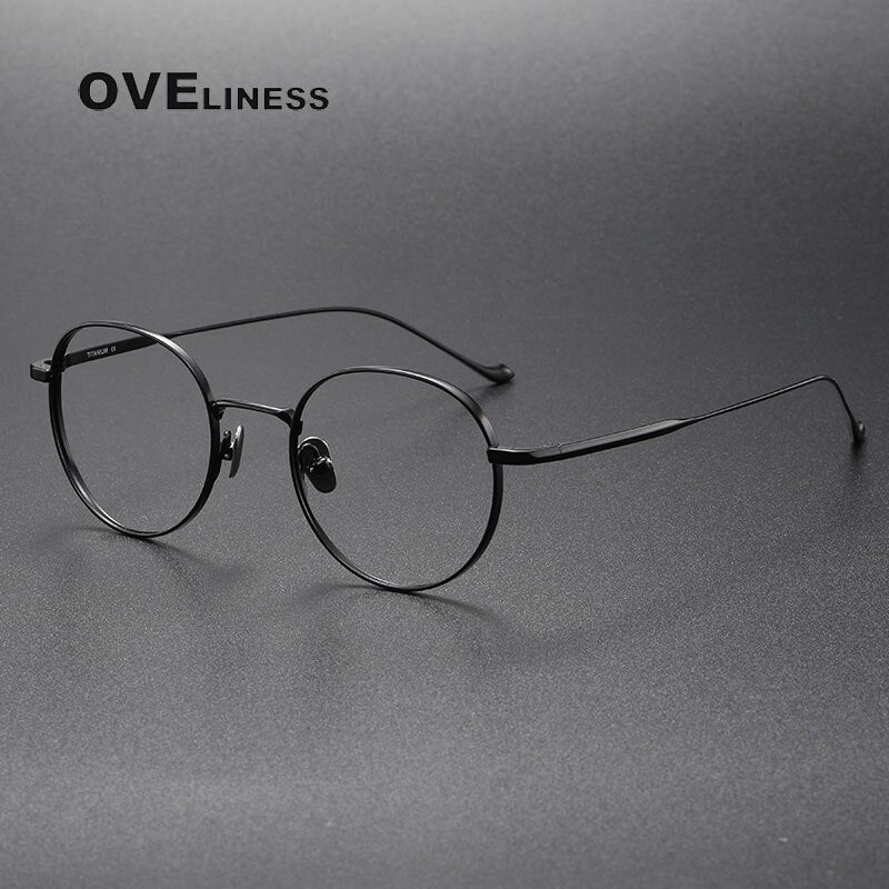 Oveliness Unisex Full Rim Round Titanium Eyeglasses Chordc Full Rim Oveliness black