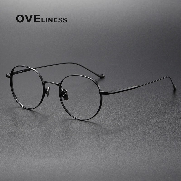 Oveliness Unisex Full Rim Round Titanium Eyeglasses Chordc Full Rim Oveliness black